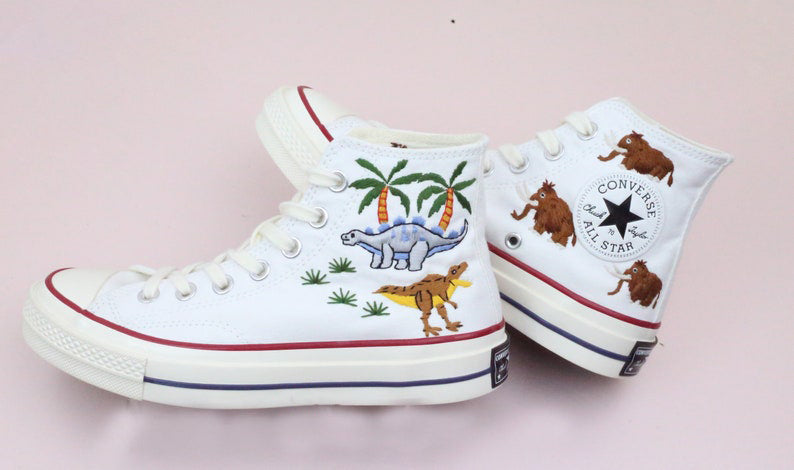 Dinosaur Mammoth Converse Embroidery