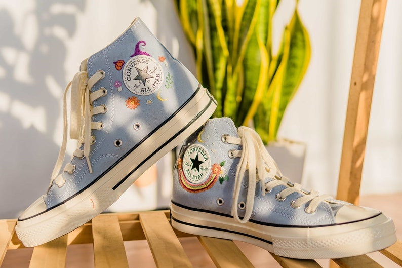 Rainbow and Mushrooms Converse Embroidery