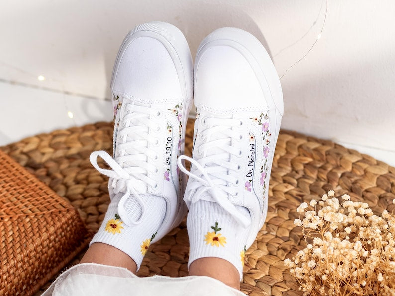 Purple Wildflowers Converse Embroidery