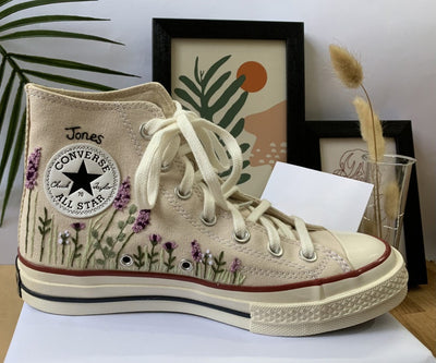 Lavender Field Converse Embroidery