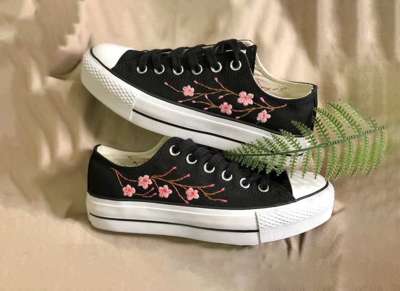 Cherry Blossom Branch Converse Embroidery