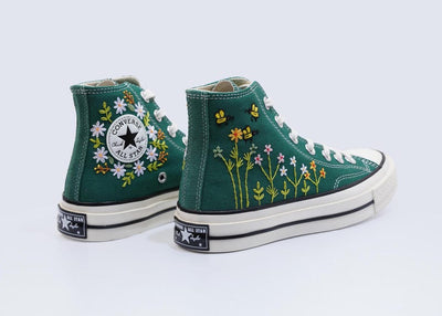 Flower, Bees Embroidered Shoes