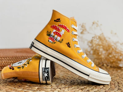 Mushroom and Butterfly Converse Embroidery