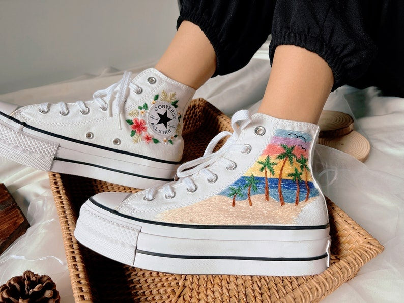 Beach Sunset Converse Embroidery