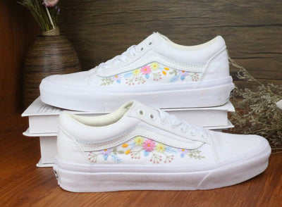 Pastel Wildflower Vans Embroidery