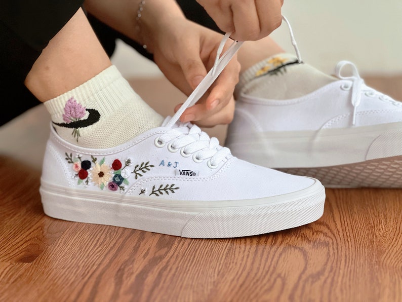 Anemone Rose Wedding Converse Embroidery