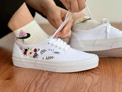 Anemone Rose Wedding Converse Embroidery