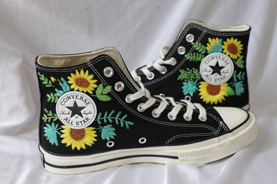 Cherry Blossom & Sunflower Converse Embroidery