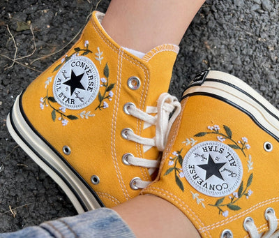 Orange Mushrooms Converse Embroidery