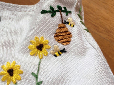 Bee and Flowers Converse Embroidery
