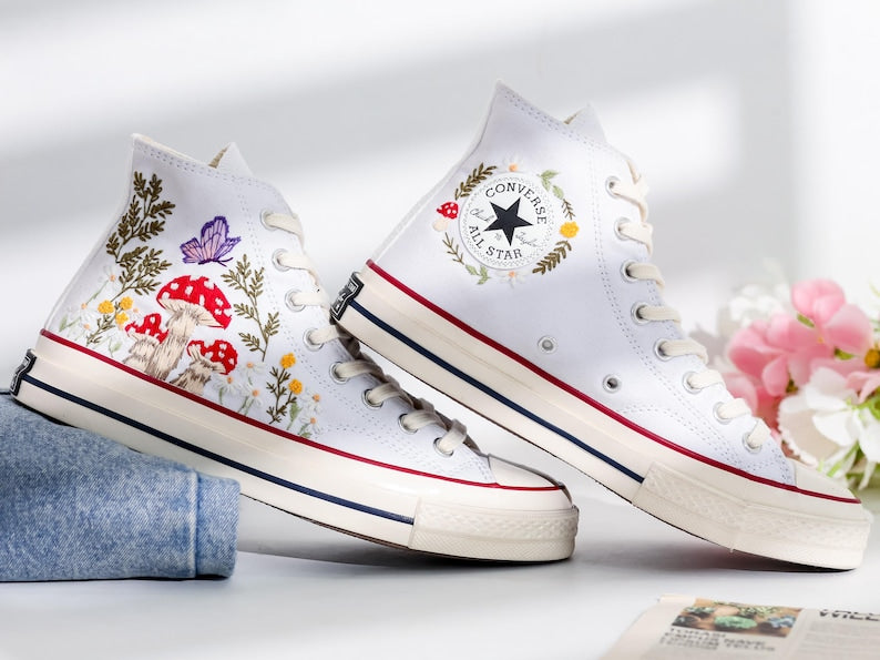 Mushrooms Embroidered Converse Shoes