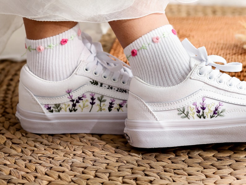 Lavender Wedding Converse Embroidery