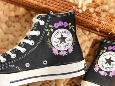 Purple Wildflower Converse Embroidery