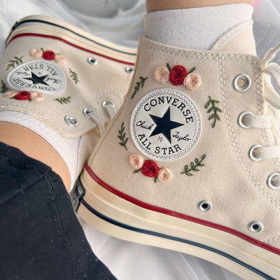 Autumn Rose Bouquet Converse Embroidery