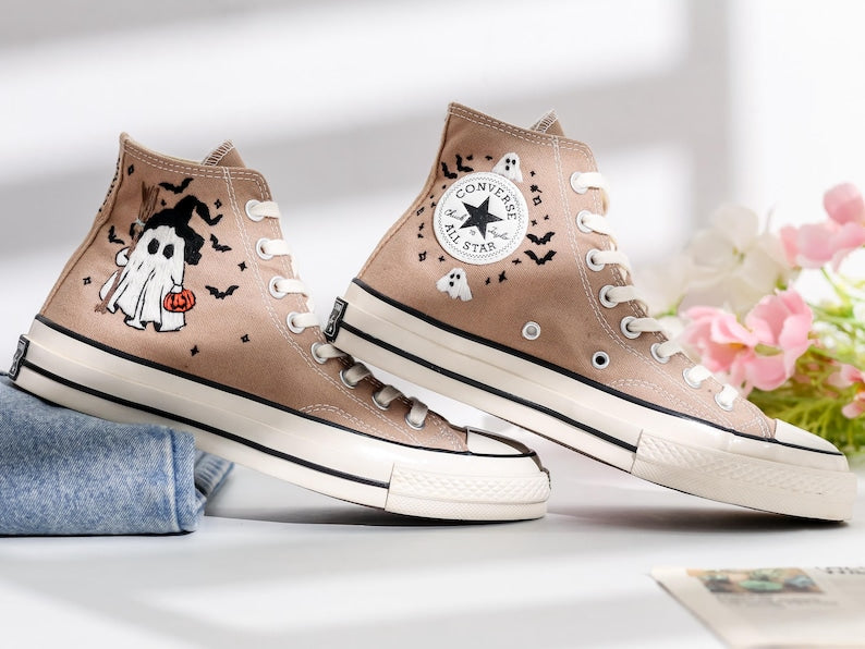 Ghost Embroidered Converse Shoes