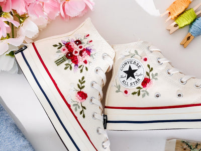 Beads Embroidered Converse Shoes