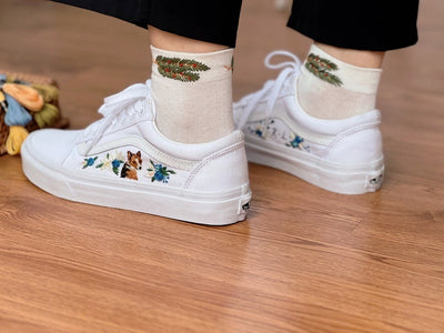 Blue Rose Dog Converse Embroidery