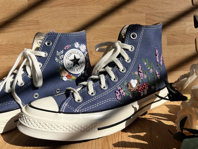 Lavender Mushroom Garden Converse Embroidery