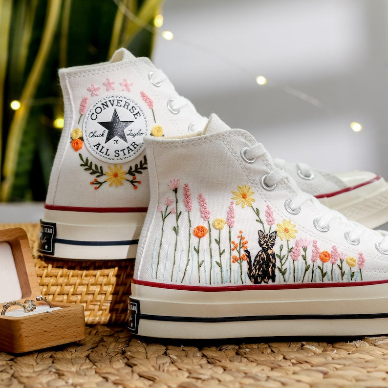 Cat Meadow Converse Embroidery