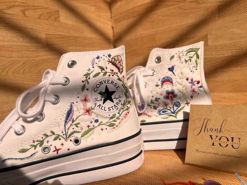 Sea Shells and Flowers Converse Embroidery