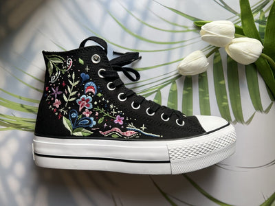 Colorful Garden Converse Embroidery