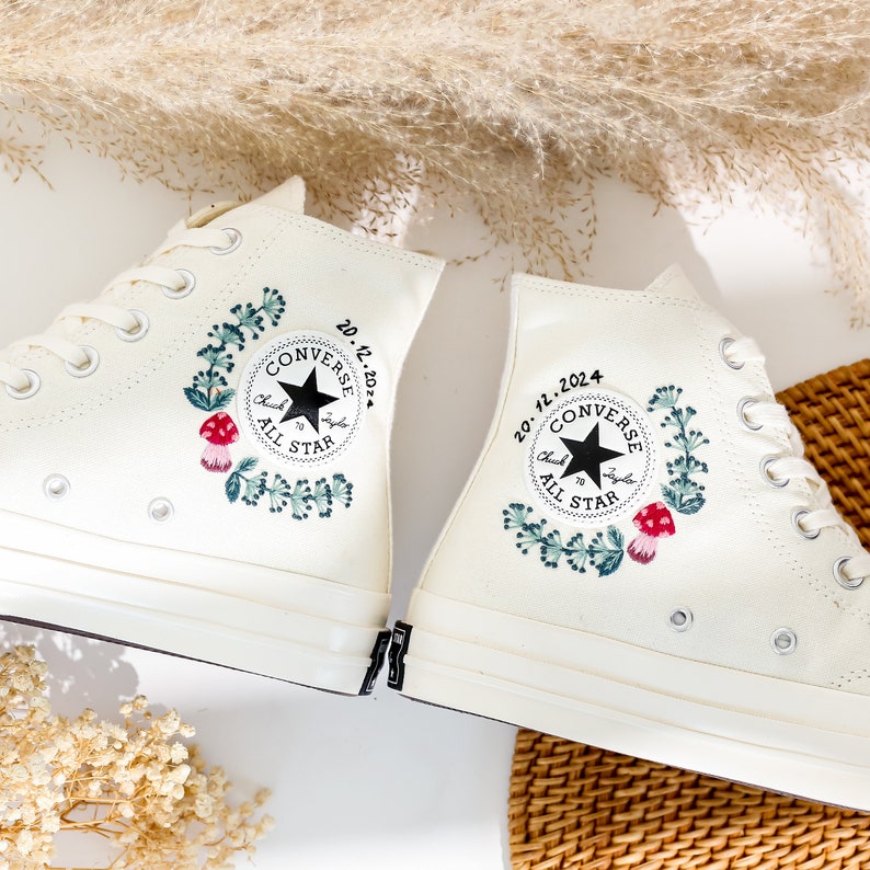 Red Mushroom Embroidered Converse High Top