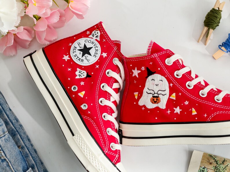 Ghost Embroidered Converse Shoes