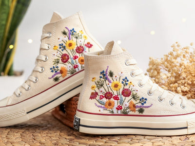 Colorful Wildflower Converse Embroidery