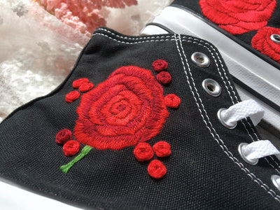 Red Rose Converse Embroidery