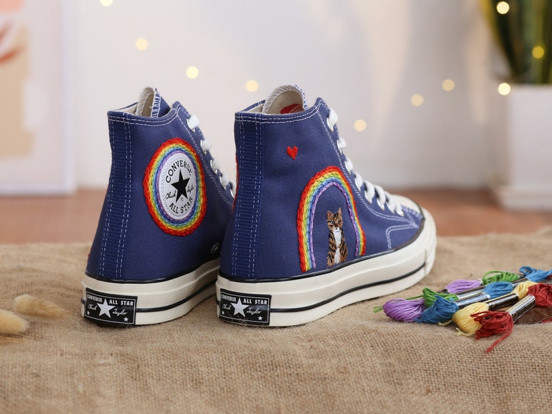 Rainbow Cat Converse Embroidery