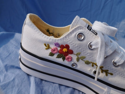 Custom Converse Platform Flower Embroidery