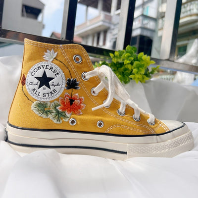 Lotus Flowers Converse Embroidery