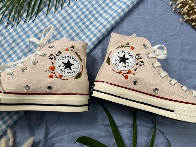 Orange Wildflowers Converse Embroidery