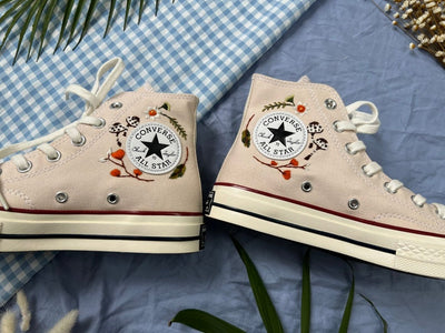 Orange Wildflowers Converse Embroidery