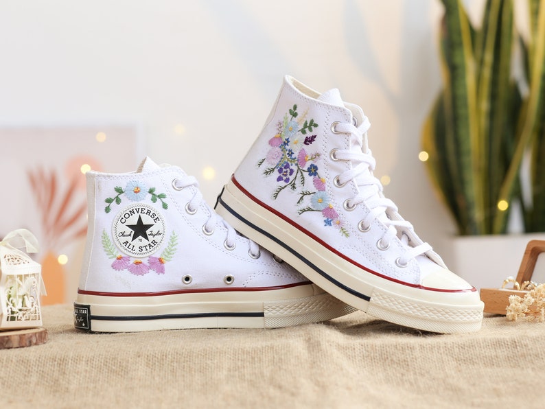 Pastel Wildflower Converse Embroidery