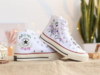 Pastel Wildflower Converse Embroidery