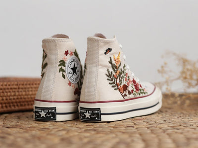Mushroom and Wildflower Converse Embroidery