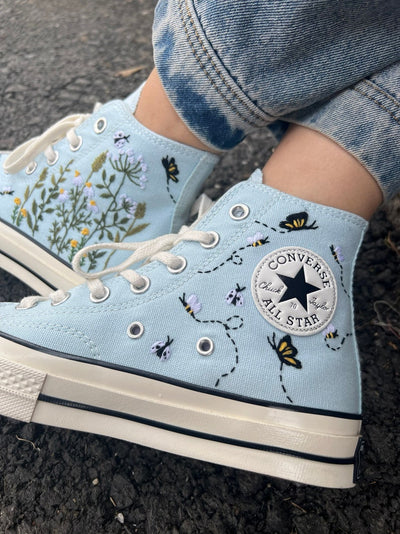 Wildflower, Bee, and Ladybug Converse Embroidery