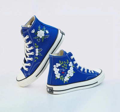 Custom Wedding Converse Embroidered Flower