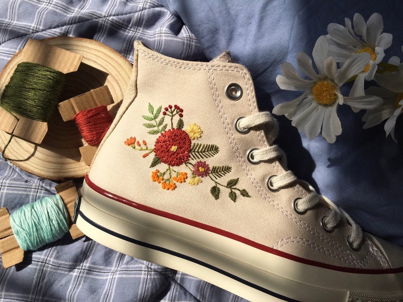 Autumn Flower Converse Embroidery