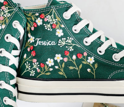 Strawberry Embroidered Converse Shoes