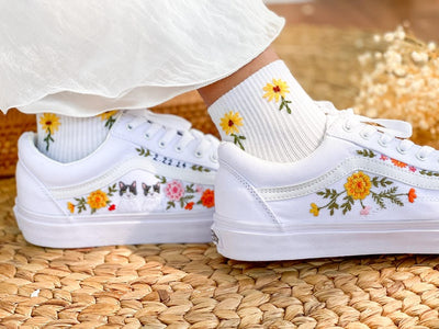 Cat Rose Wedding Converse Embroidery