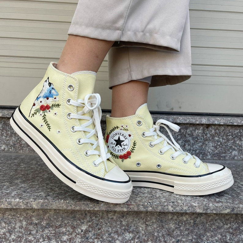 Wolf & Red Rose Converse Embroidery