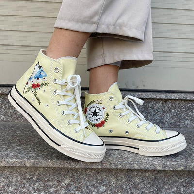 Wolf & Red Rose Converse Embroidery