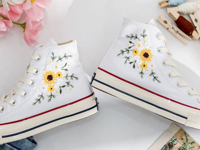 Wedding Sunflower Embroidered Converse Shoes