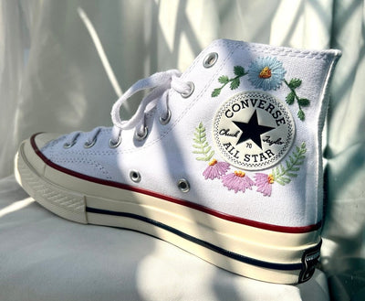 Colorful Embroidered Flower Strips Embroidered Converse