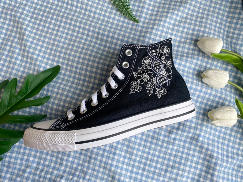 Mushrooms and Flowers Converse Embroidery