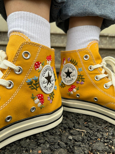 Yellow Camper Van Converse Embroidery