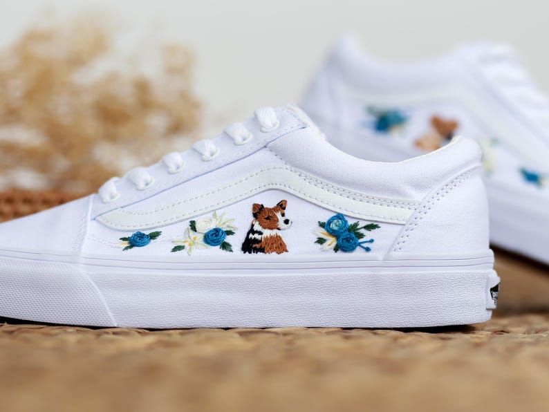Blue Rose Fox Converse Embroidery