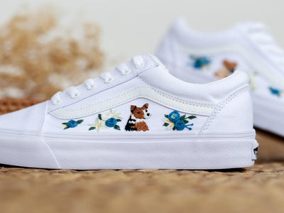 Blue Rose Fox Converse Embroidery